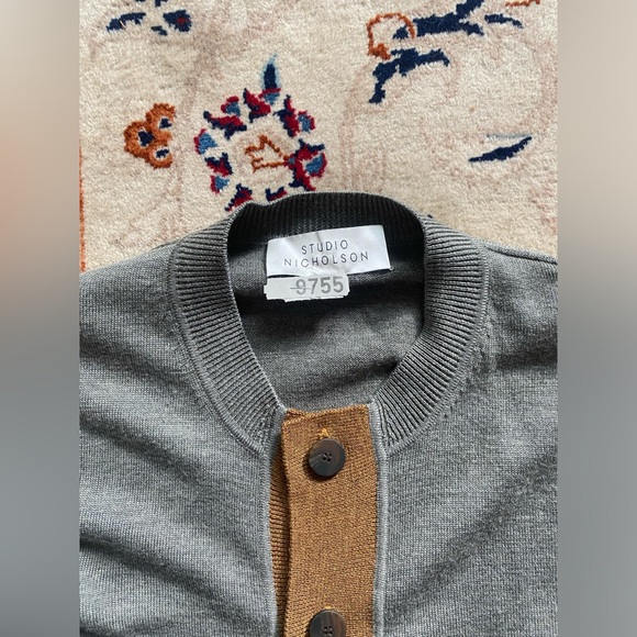 Studio Nicholson. 100% Extra Fine Merino Wool Cardigan. - Picture 2 of 3